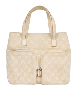 GG Double Pocket Tote, Canvas, Cream, 0021080, E, 2*